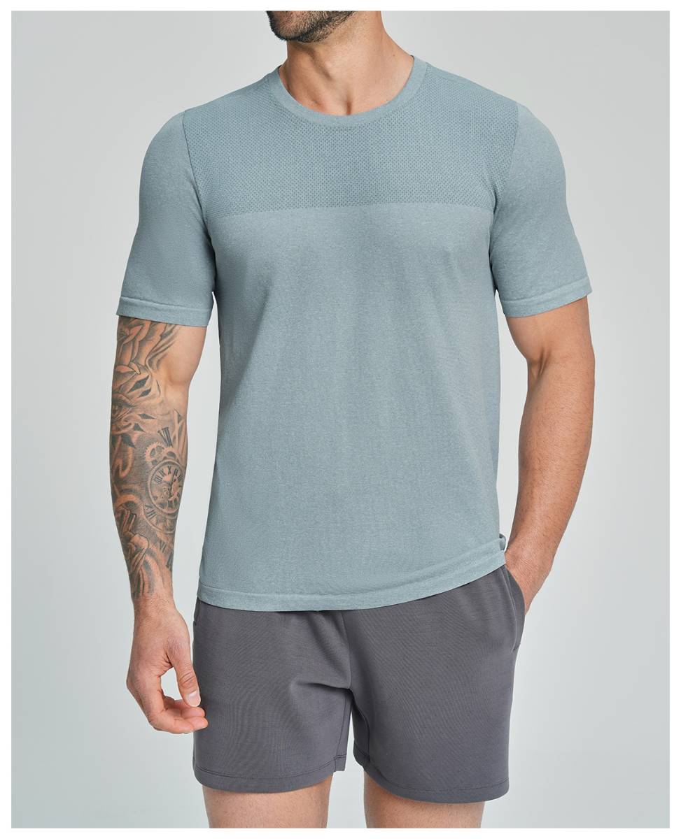 Mens Sports Fitness 64%nylon 36%polyester Tshirt DD-EDX1110 print logo 18