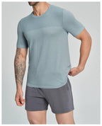 Mens Sports Fitness 64%nylon 36%polyester Tshirt DD-EDX1110 print logo 19