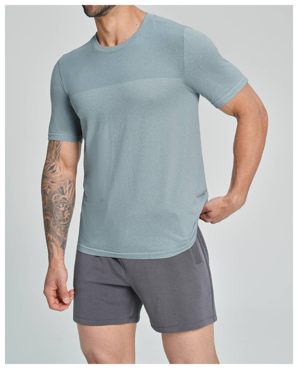 Mens Sports Fitness 64%nylon 36%polyester Tshirt DD-EDX1110 print logo 19