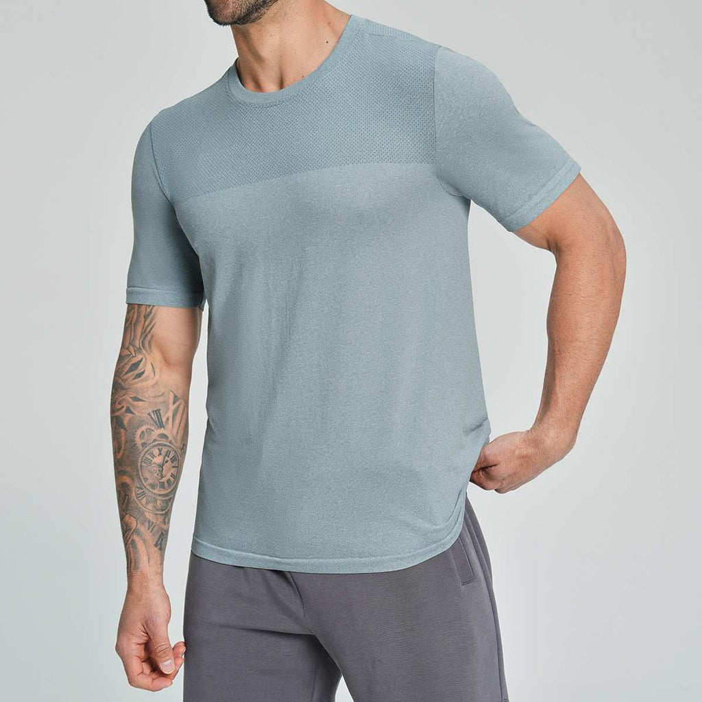 Mens Sports Fitness 64%nylon 36%polyester Tshirt DD-EDX1110 print logo 4