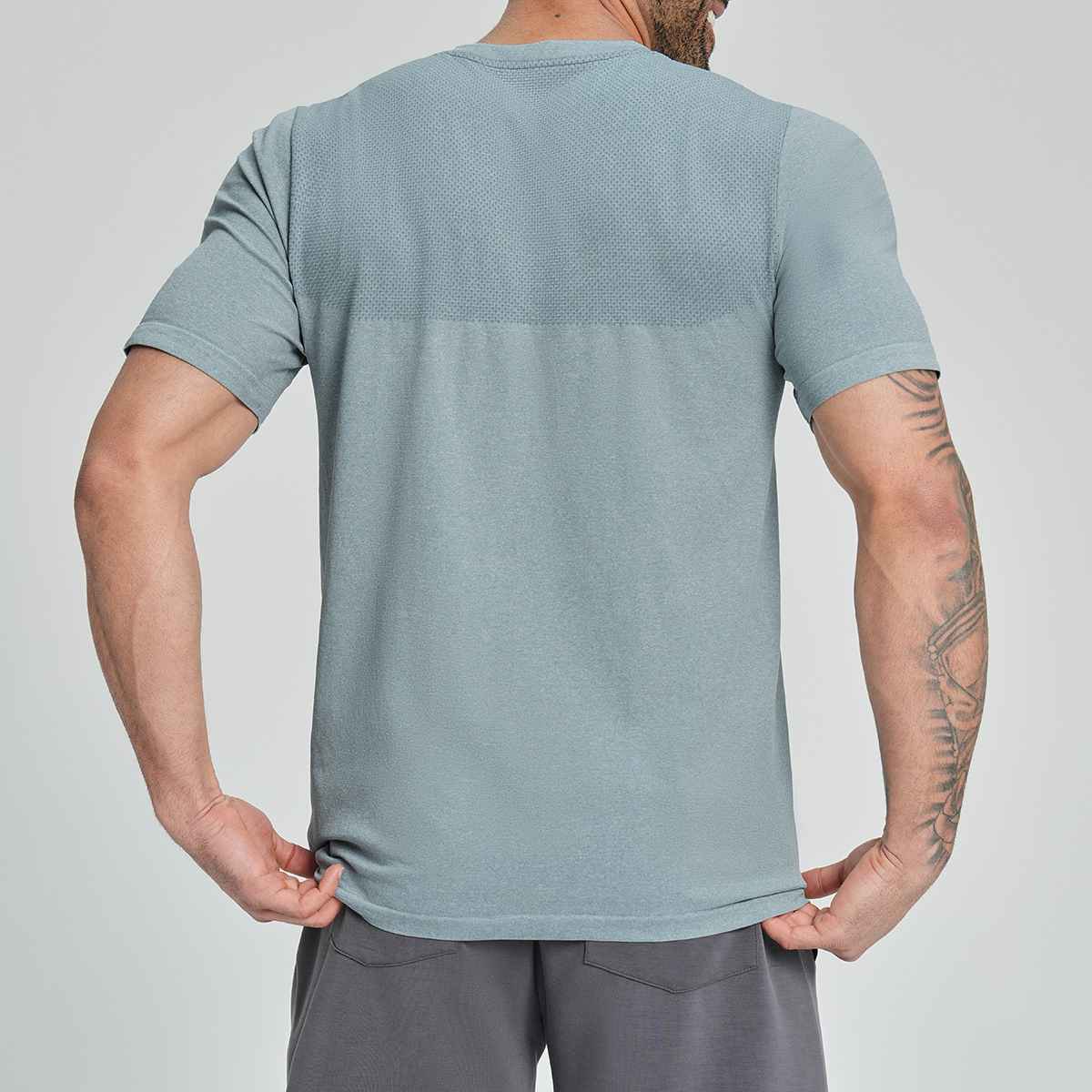 Mens Sports Fitness 64%nylon 36%polyester Tshirt DD-EDX1110 print logo 6