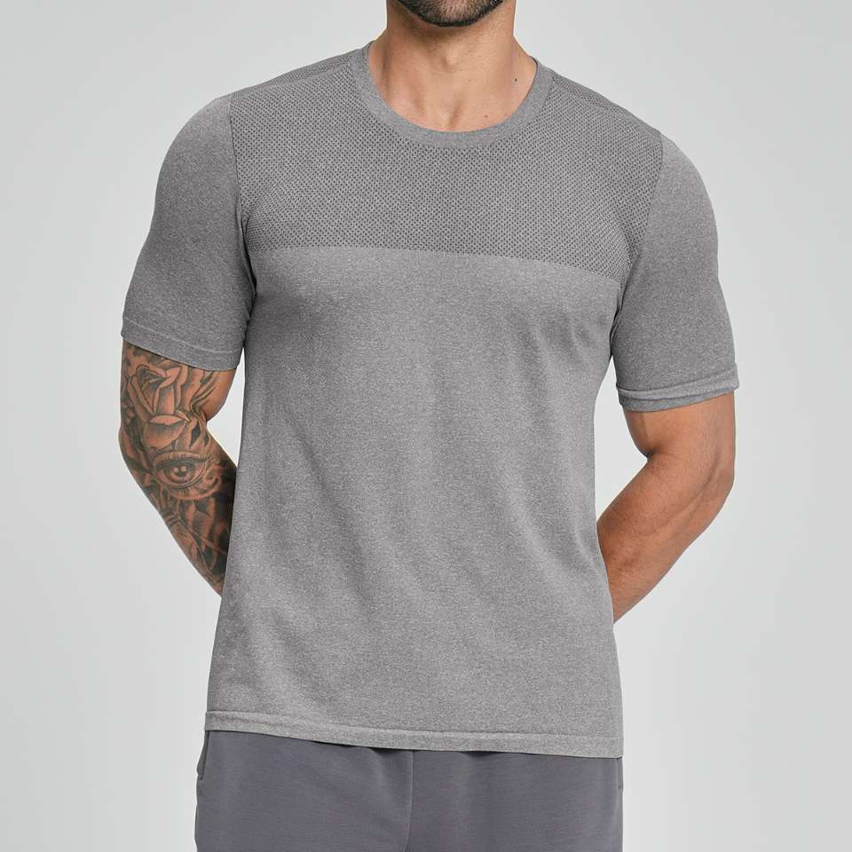 Mens Sports Fitness 64%nylon 36%polyester Tshirt DD-EDX1110 print logo 9