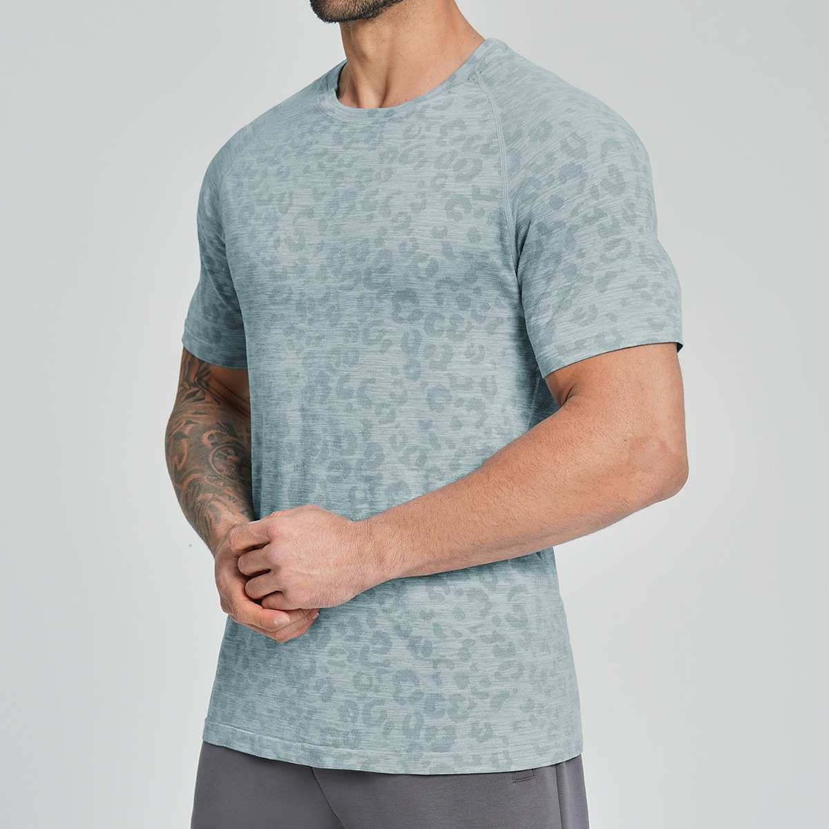 Mens Fitness Running 62%nylon 38%polyester Tshirt DD-EDX1112 print logo 4