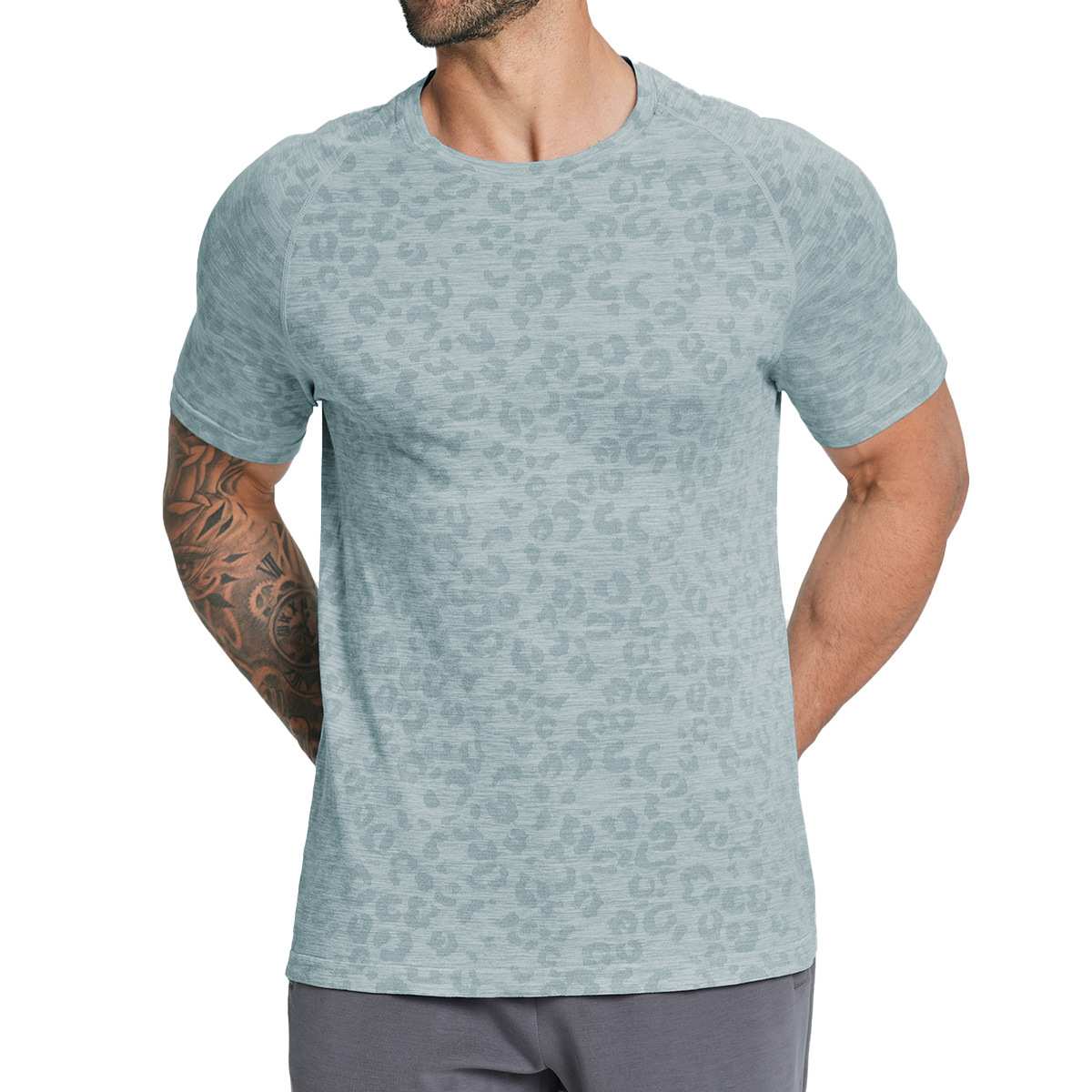Mens Fitness Running 62%nylon 38%polyester Tshirt DD-EDX1112 print logo 7