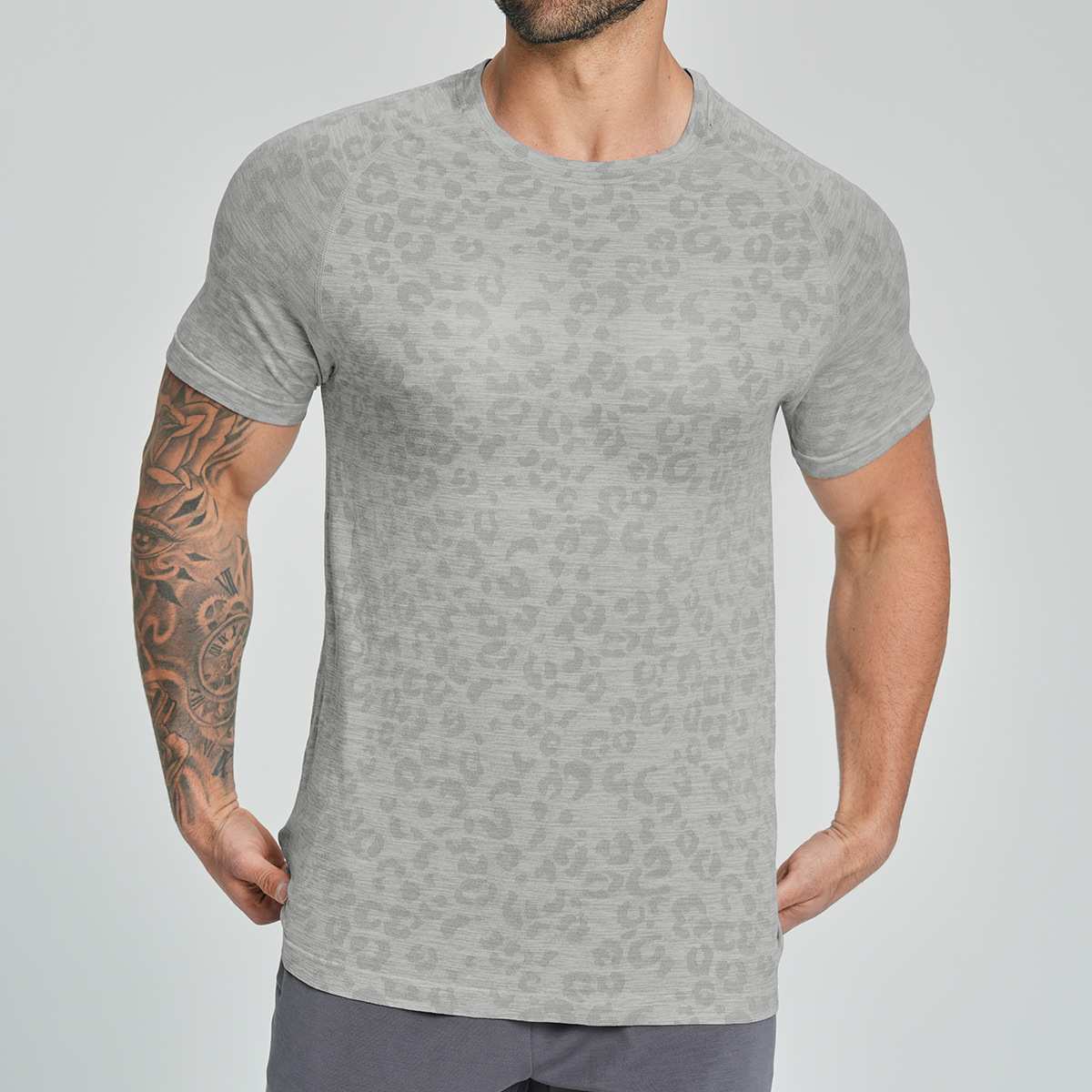 Mens Fitness Running 62%nylon 38%polyester Tshirt DD-EDX1112 print logo 9