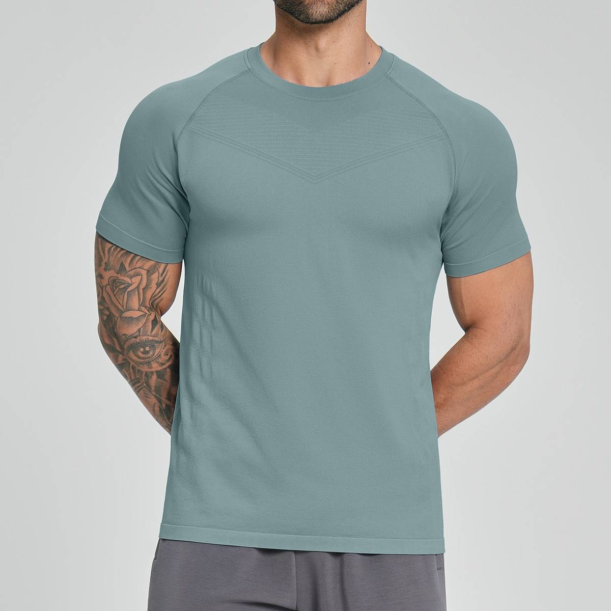 Mens Sports Running 90%nylon 10%spandex Tshirt DD-EDX1119 print logo 4