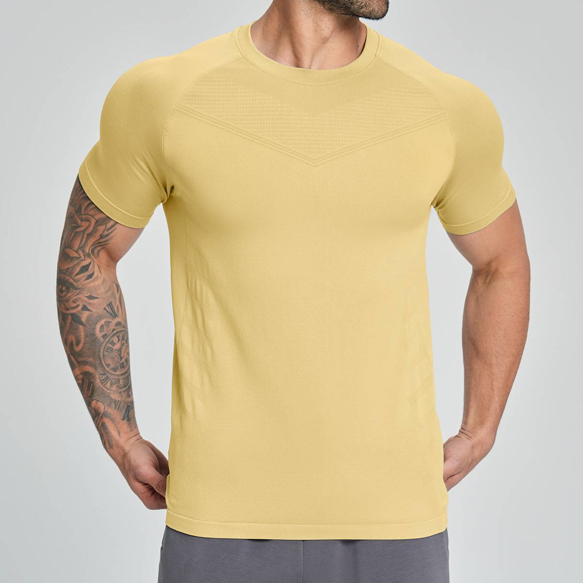 Mens Sports Running 90%nylon 10%spandex Tshirt DD-EDX1119 print logo 5