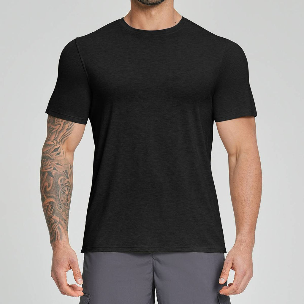 Mens Gym Fitness 64.5%Lyocell 27.7%Cotton Wool 7.8%spandex Tshirt DD-EDX3539 print logo 11