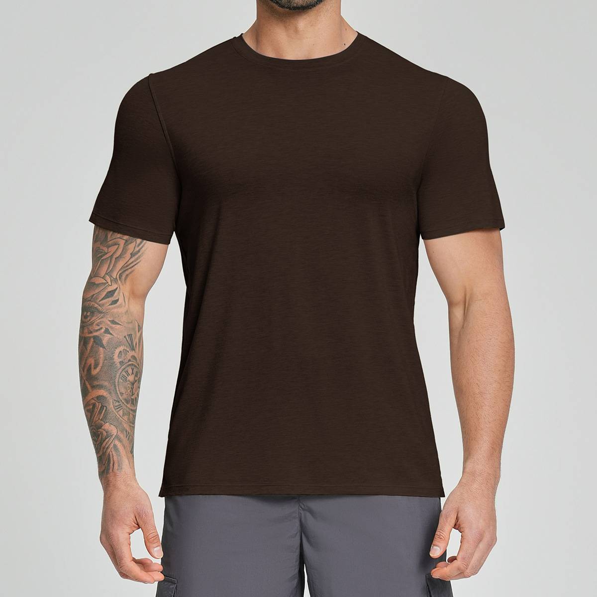 Mens Gym Fitness 64.5%Lyocell 27.7%Cotton Wool 7.8%spandex Tshirt DD-EDX3539 print logo 13