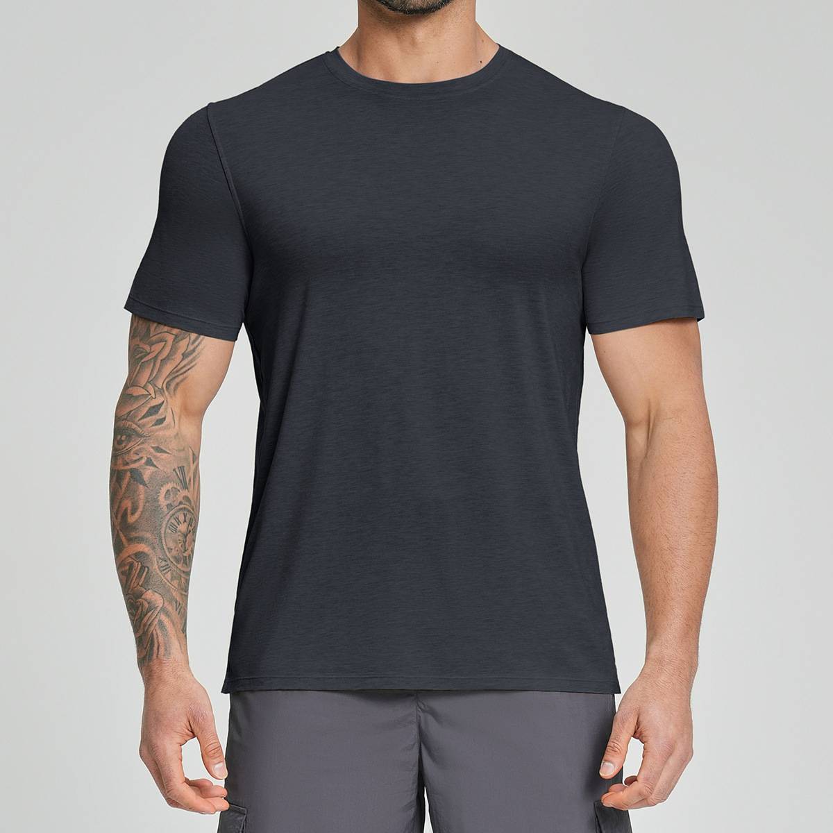 Mens Gym Fitness 64.5%Lyocell 27.7%Cotton Wool 7.8%spandex Tshirt DD-EDX3539 print logo 14