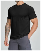 Mens Gym Fitness 64.5%Lyocell 27.7%Cotton Wool 7.8%spandex Tshirt DD-EDX3539 print logo 17