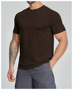 Mens Gym Fitness 64.5%Lyocell 27.7%Cotton Wool 7.8%spandex Tshirt DD-EDX3539 print logo 22