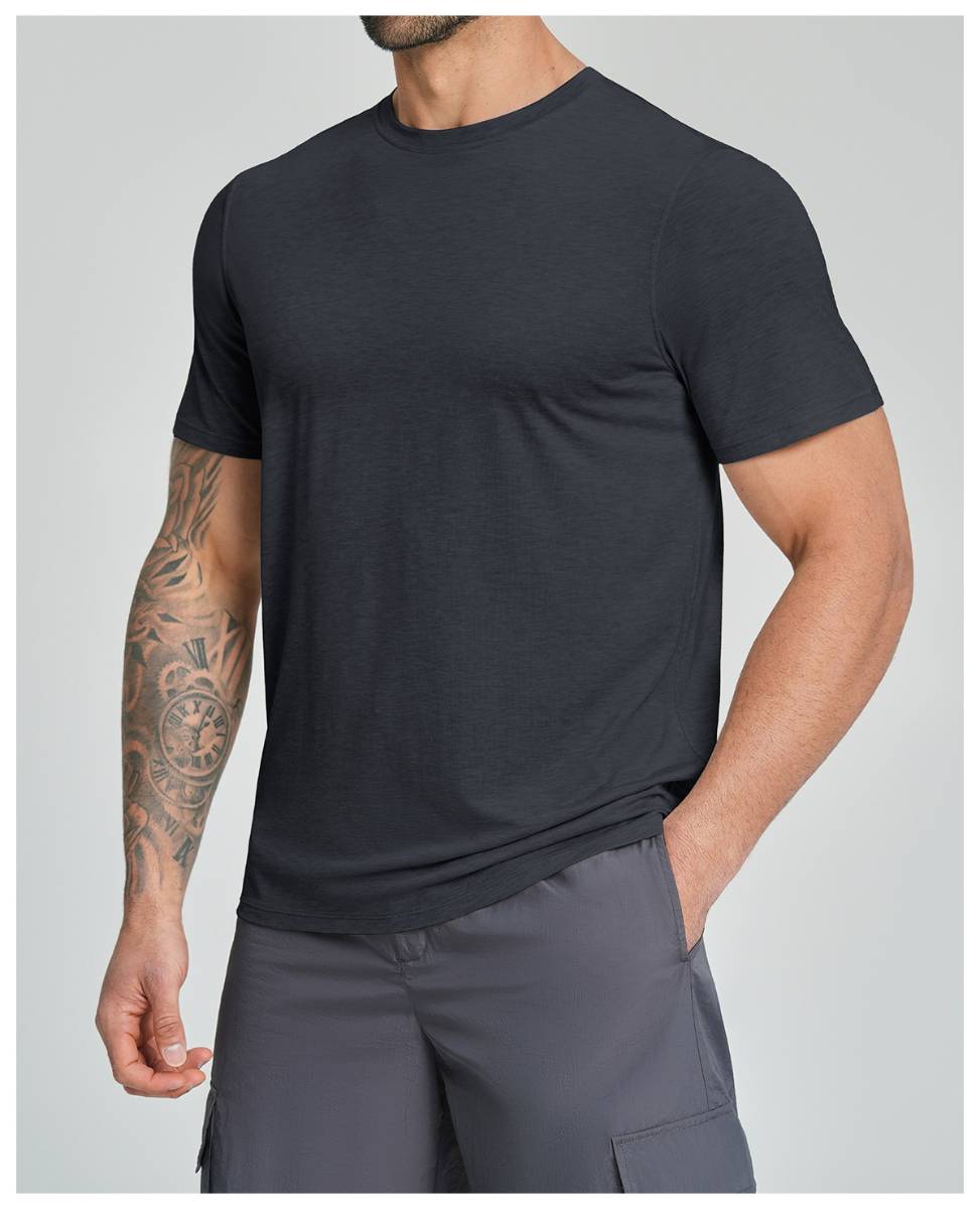 Mens Gym Fitness 64.5%Lyocell 27.7%Cotton Wool 7.8%spandex Tshirt DD-EDX3539 print logo 27