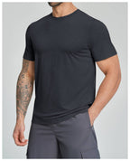 Mens Gym Fitness 64.5%Lyocell 27.7%Cotton Wool 7.8%spandex Tshirt DD-EDX3539 print logo 27