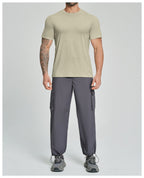 Mens Gym Fitness 64.5%Lyocell 27.7%Cotton Wool 7.8%spandex Tshirt DD-EDX3539 print logo 31