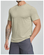 Mens Gym Fitness 64.5%Lyocell 27.7%Cotton Wool 7.8%spandex Tshirt DD-EDX3539 print logo 32