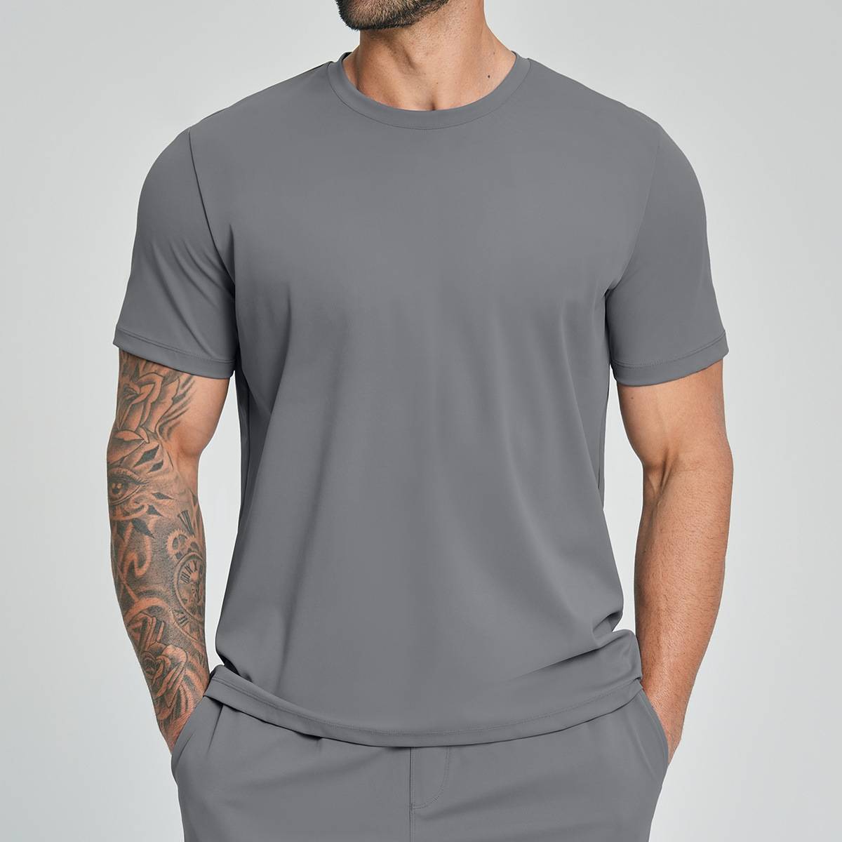 Mens Causal Sportswear 78%nylon 22%spandex Tshirt DD-EDX5086 print logo 13