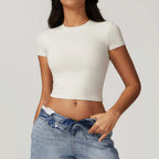 Womens Casual Activewear 78%nylon 22%spandex Baby Tee DDX8743 print logo 9