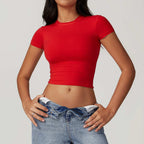Womens Casual Activewear 78%nylon 22%spandex Baby Tee DDX8743 print logo 18