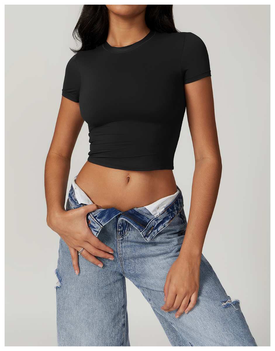 Womens Casual Activewear 78%nylon 22%spandex Baby Tee DDX8743 print logo 26