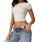 Womens Casual Activewear 78%nylon 22%spandex Baby Tee DDX8743 print logo 14