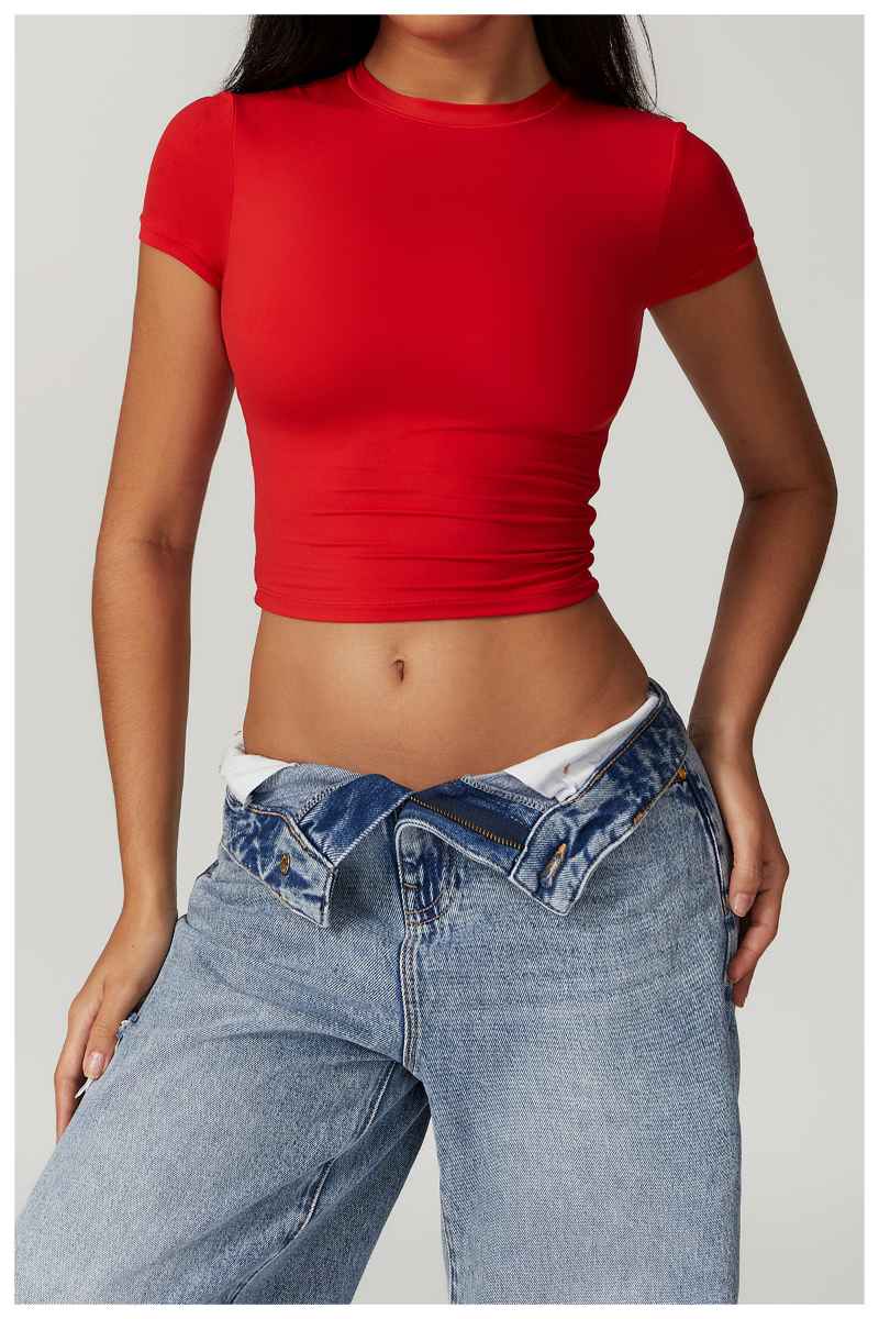 Womens Casual Activewear 78%nylon 22%spandex Baby Tee DDX8743 print logo 22
