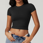 Womens Casual Activewear 78%nylon 22%spandex Baby Tee DDX8743 print logo 15