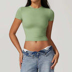 Womens Casual Activewear 78%nylon 22%spandex Baby Tee DDX8743 print logo 19