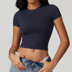Womens Casual Activewear 78%nylon 22%spandex Baby Tee DDX8743 print logo 4