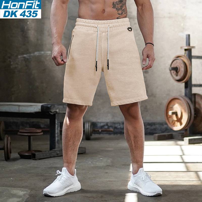 Mens Gym Training 80% Cotton 20% Polyester Shorts DK435 print logo 5