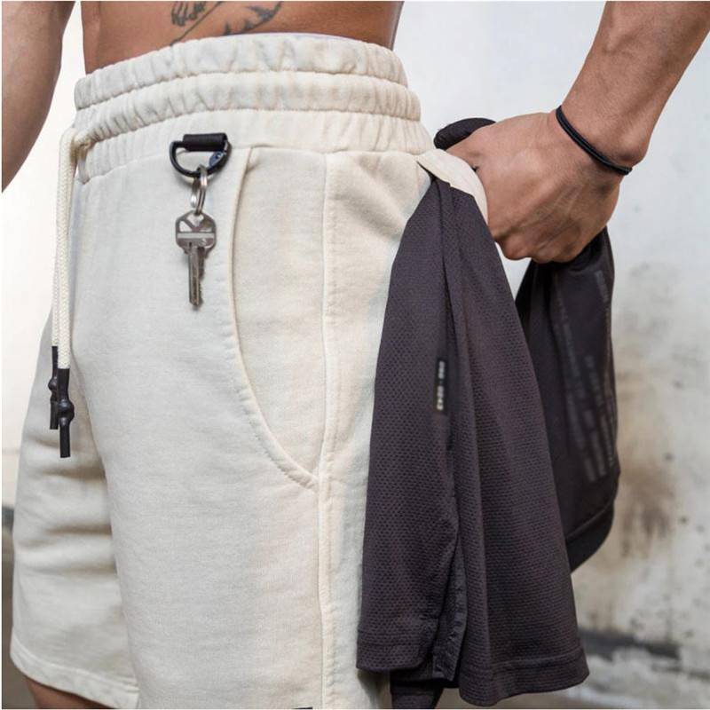 Mens Gym Training 80% Cotton 20% Polyester Shorts DK435 print logo 21