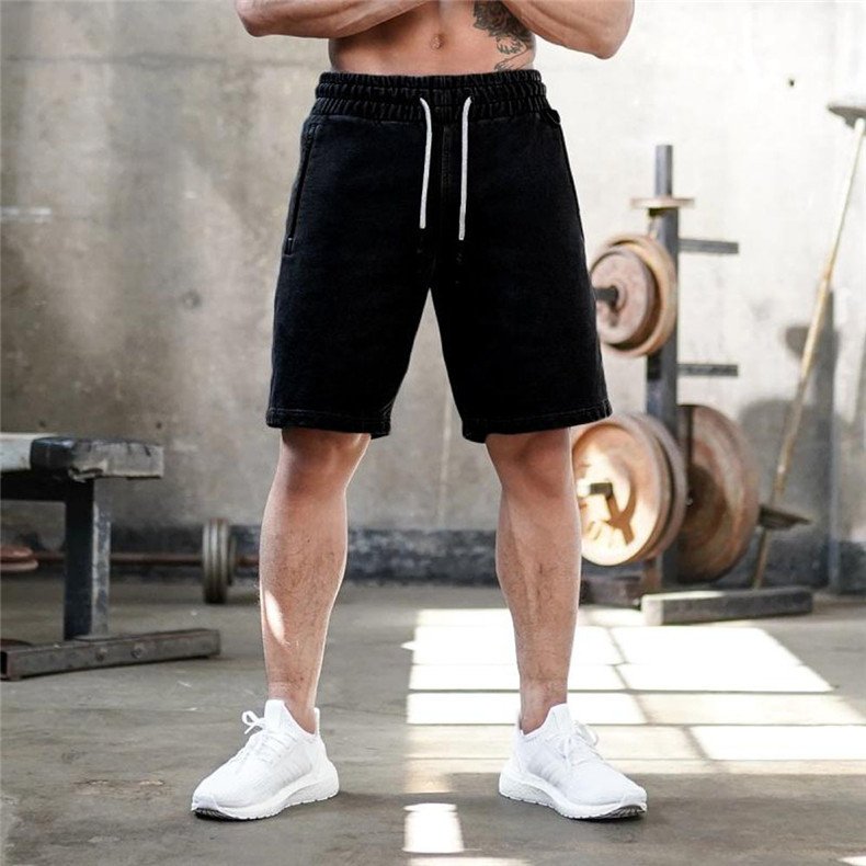 Mens Gym Training 80% Cotton 20% Polyester Shorts DK435 print logo 25
