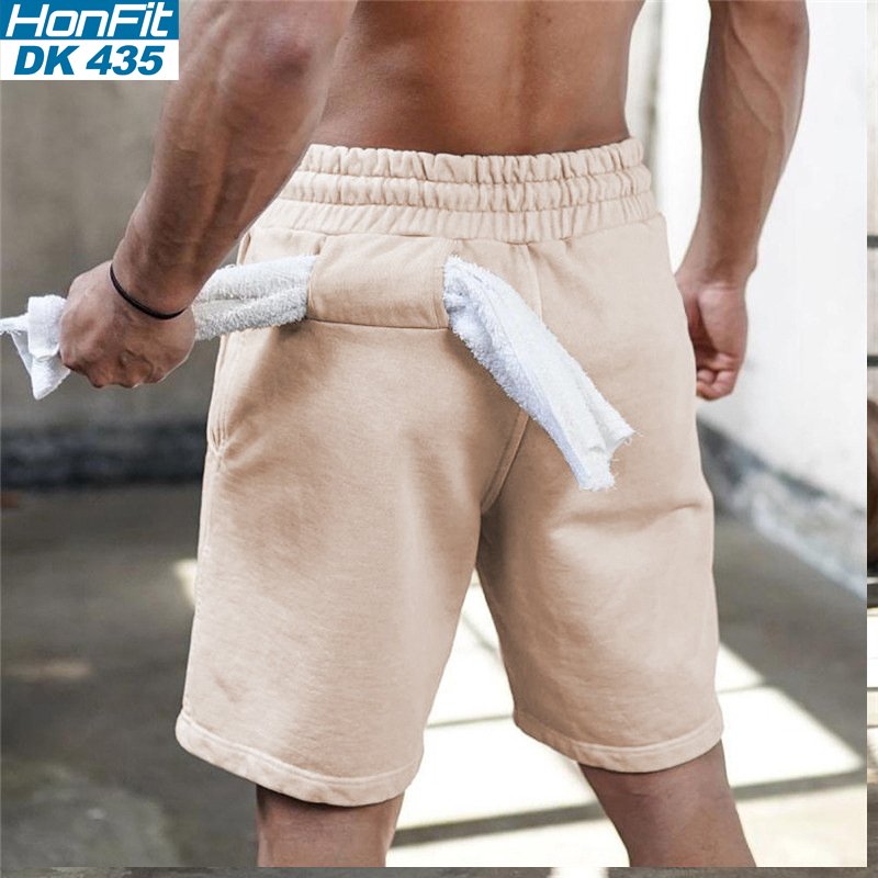Mens Gym Training 80% Cotton 20% Polyester Shorts DK435 print logo 6
