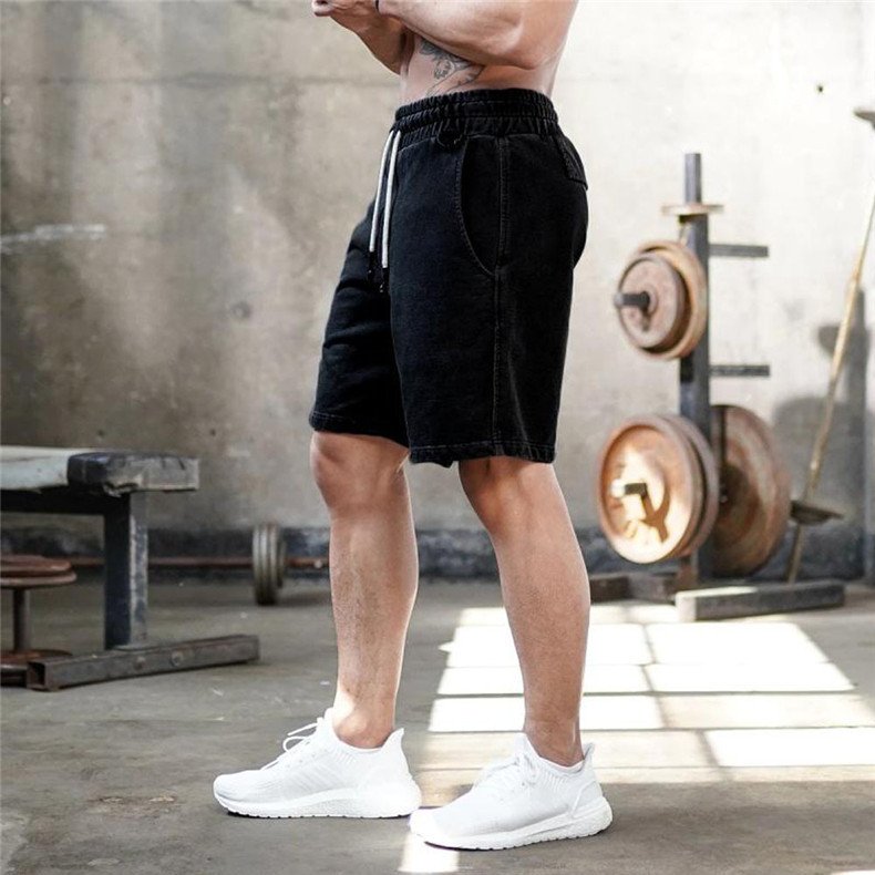 Mens Gym Training 80% Cotton 20% Polyester Shorts DK435 print logo 26