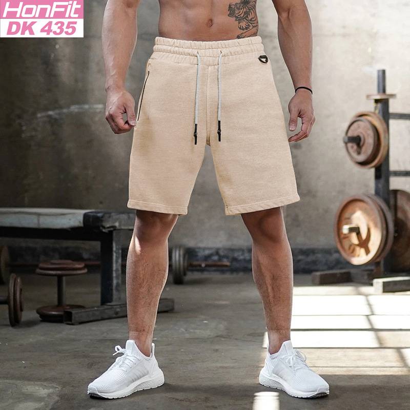Mens Gym Training 80% Cotton 20% Polyester Shorts DK435 print logo 10