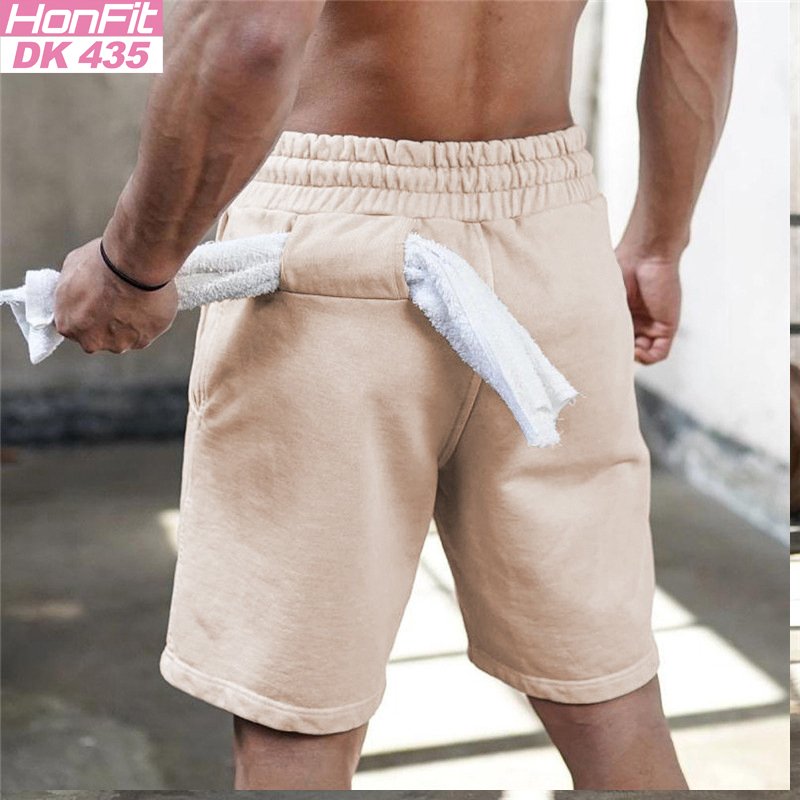 Mens Gym Training 80% Cotton 20% Polyester Shorts DK435 print logo 11