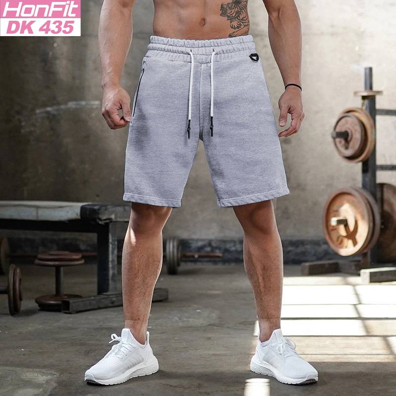 Mens Gym Training 80% Cotton 20% Polyester Shorts DK435 print logo 3