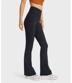 Womens Workout Fitness 220gsm 80%nylon 20%spandex Flared Leggings DL204 print logo 49