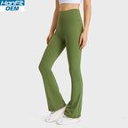 Womens Workout Fitness 220gsm 80%nylon 20%spandex Flared Leggings DL204 print logo 6
