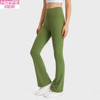 Womens Workout Fitness 220gsm 80%nylon 20%spandex Flared Leggings DL204 print logo 11