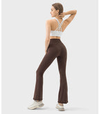 Womens Workout Fitness 220gsm 80%nylon 20%spandex Flared Leggings DL204 print logo 28