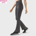 Womens Workout Fitness 220gsm 80%nylon 20%spandex Flared Leggings DL204 print logo 12