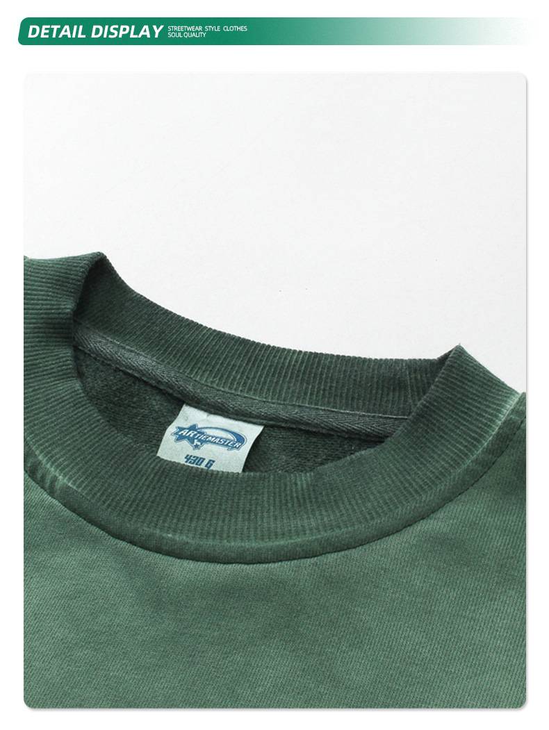 Mens Streetwear Washed 100% cotton Sweatshirt DQ-2323 print logo 65