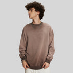 Mens Streetwear Washed 100% cotton Sweatshirt DQ-2323 print logo 1