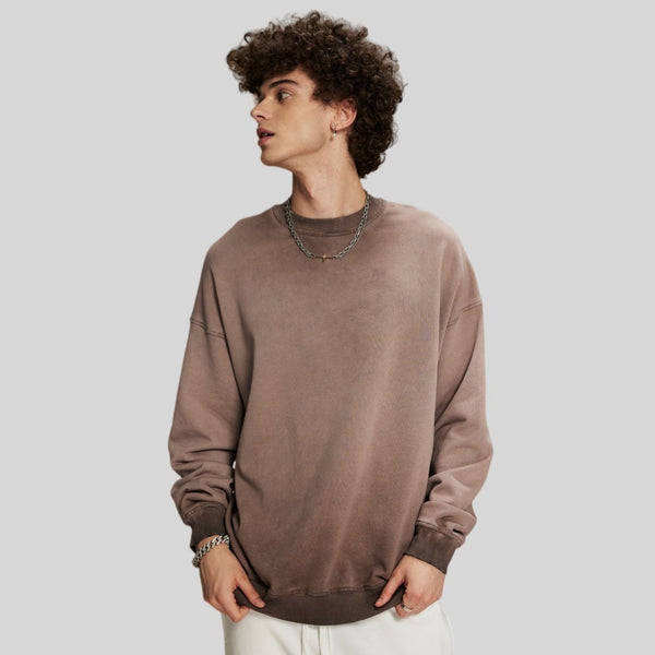 Mens Streetwear Washed 100% cotton Sweatshirt DQ-2323 print logo 1