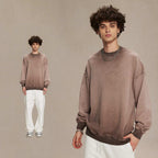 Mens Streetwear Washed 100% cotton Sweatshirt DQ-2323 print logo 5