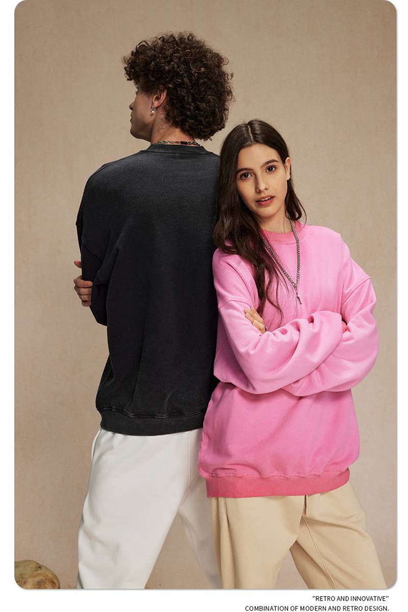 Mens Streetwear Washed 100% cotton Sweatshirt DQ-2323 print logo 29
