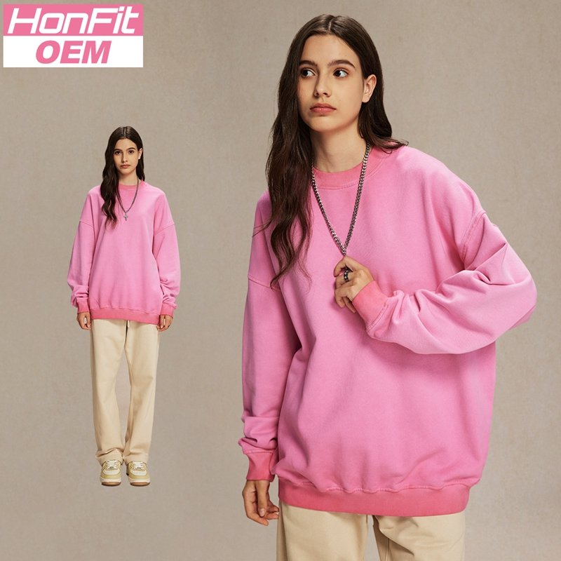 Mens Streetwear Washed 100% cotton Sweatshirt DQ-2323 print logo 22