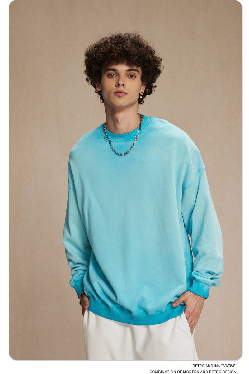Mens Streetwear Washed 100% cotton Sweatshirt DQ-2323 print logo 62