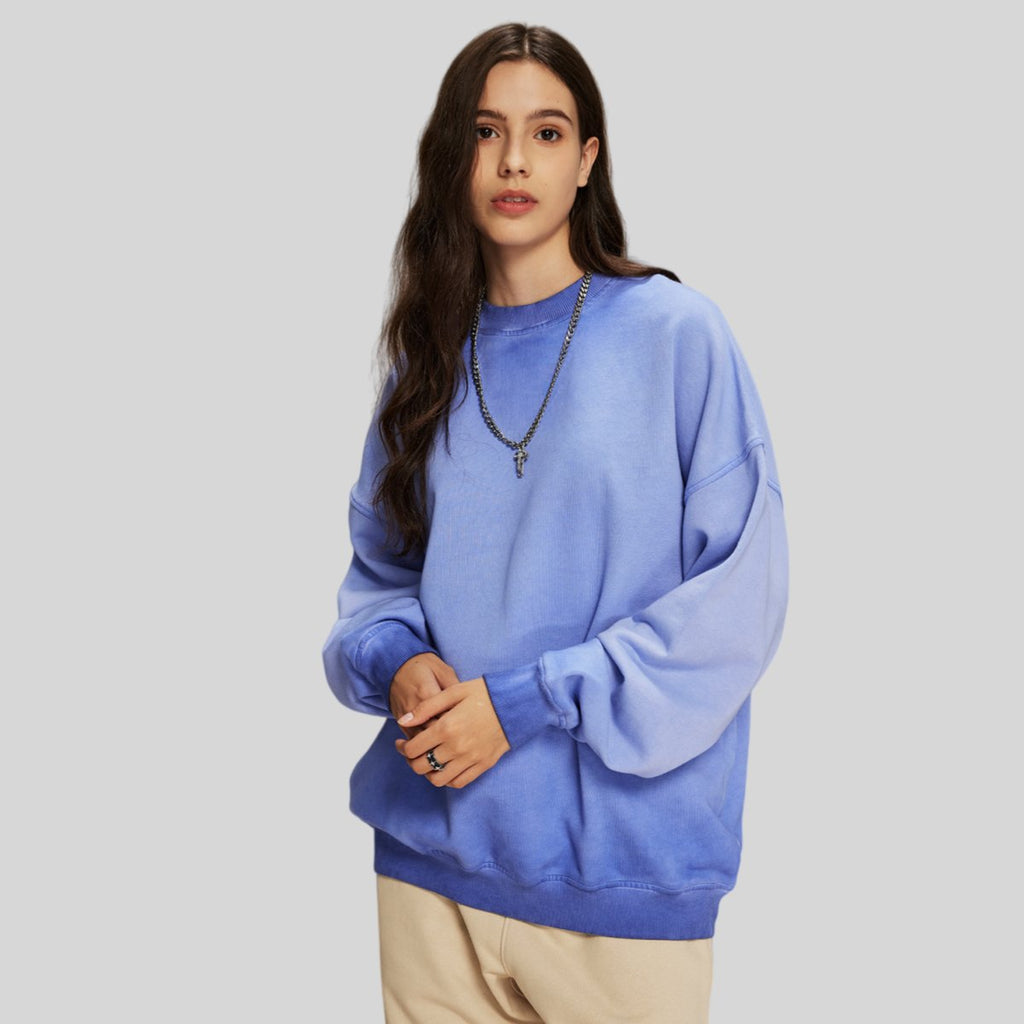 Mens Streetwear Washed 100% cotton Sweatshirt DQ-2323 print logo 2